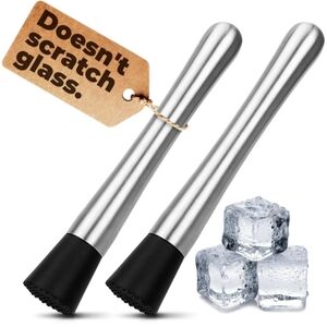 Stainless Steel Cocktail Muddlers - Black and Silver Set Of 2 NWT